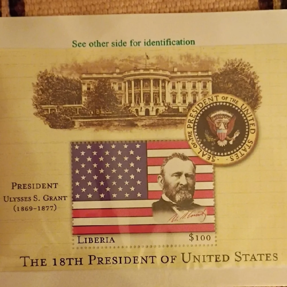 Ulysses S. Grant $1 Coin w/ Stamp Collection & $100 Liberia Stamp